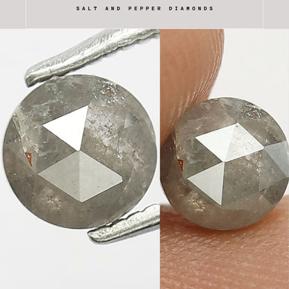 Smoky Grey Color Round Shape Salt and Pepper Loose Rustic Diamond 0.84 Carat
