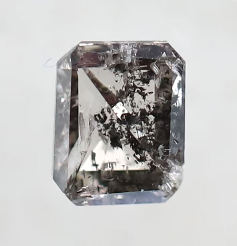 0.41 CT Emerald cut Natural Loose Diamond, 4.70 x 3.70 mm Gray Black Ethical Salt and Pepper Diamond