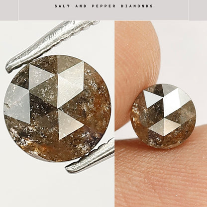 Rustic Brownish Gray Round Rose Cut Diamond 0.92 CT