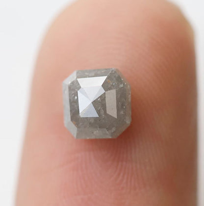 Asscher cut 1.14 CT Salt and Pepper Diamond, Natural 5.90 mm Ethical Loose Diamond for Custom Jewelry Design