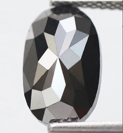 2.20 Ct Natural Treated Black Diamond, Oval Shape 10.7 mm Loose Diamond for Unique Engagement Ring