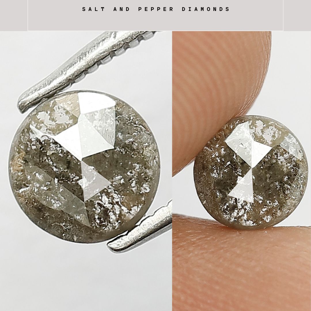 Grey Blackish Round Shape Salt and Pepper Loose Natural Rustic Diamond 0.55 Carat