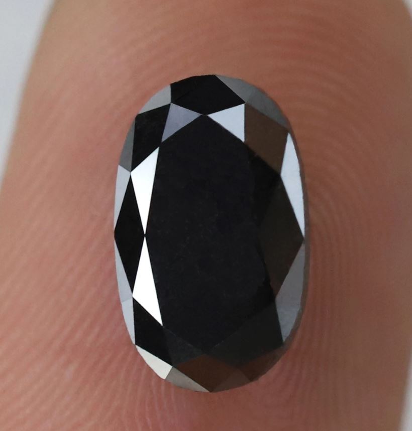 2.20 Ct Natural Treated Black Diamond, Oval Shape 10.7 mm Loose Diamond for Unique Engagement Ring