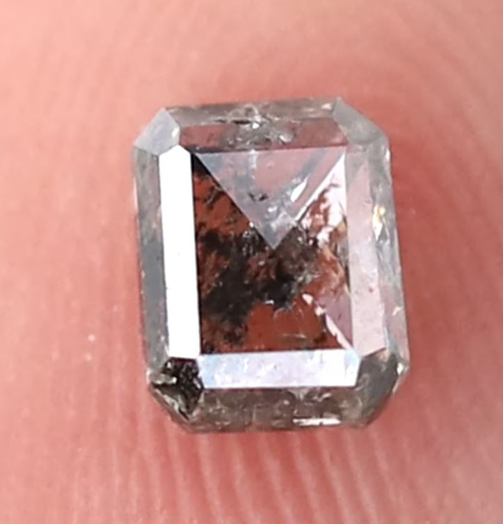 0.41 CT Emerald cut Natural Loose Diamond, 4.70 x 3.70 mm Gray Black Ethical Salt and Pepper Diamond
