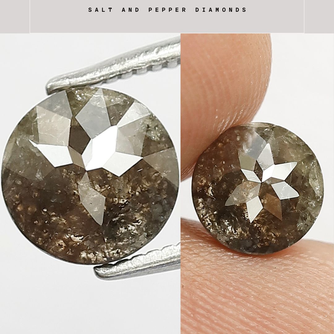 Black Round Rose Cut Rustic Diamond 1.38 Carats 7 mm Size