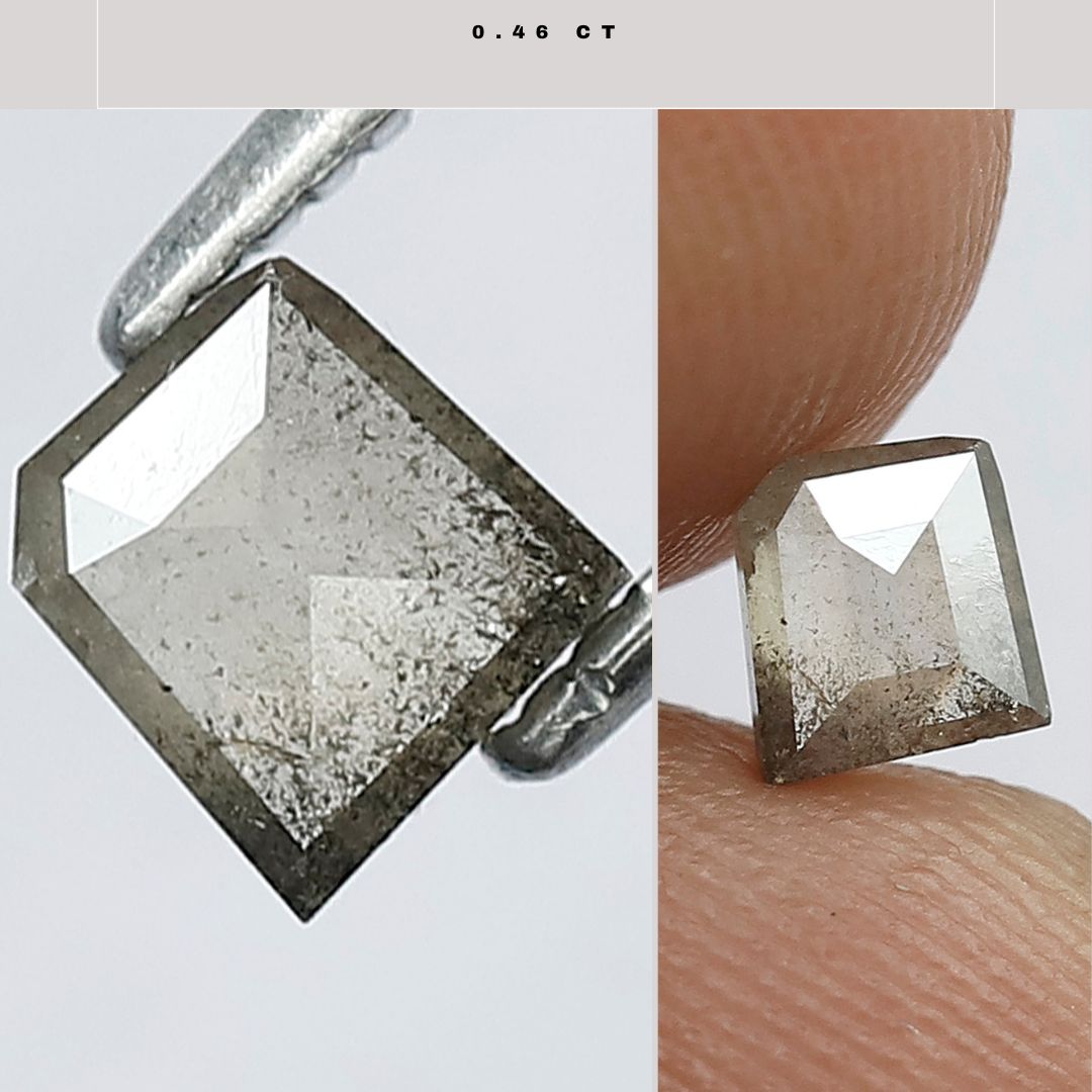 0.46 CT Unique Cut Modified Shape Salt and Pepper Loose Rustic Diamond