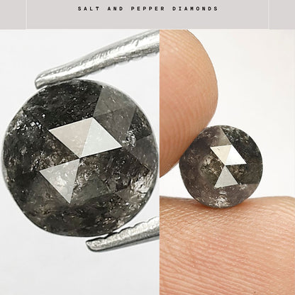 Gray Black Rose Cut Salt and Pepper Diamond 1.65 Carats