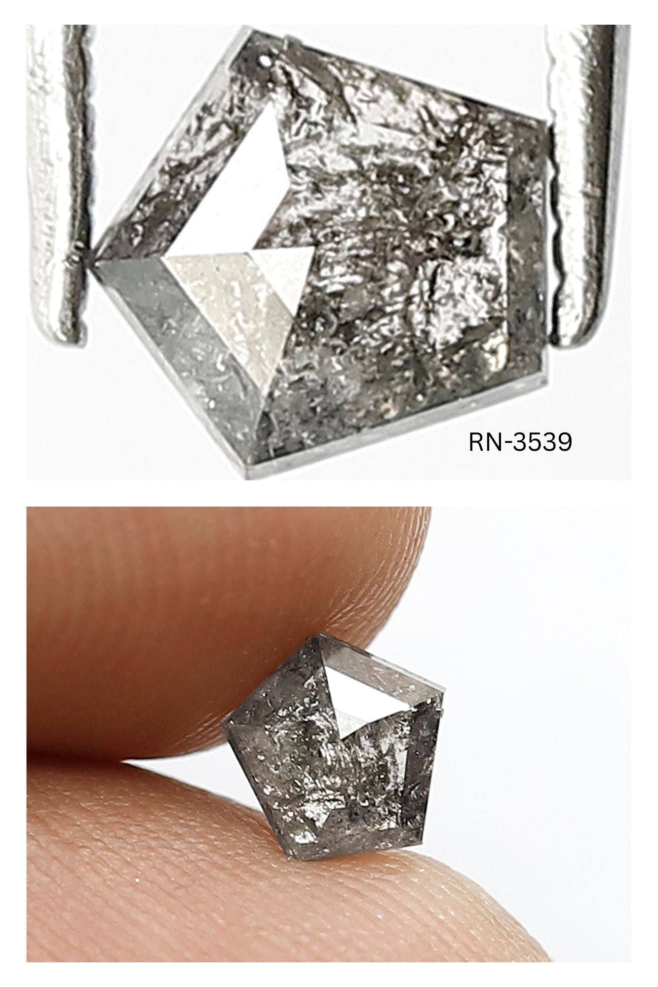 5.5 MM Loose Natural 0.63 CT Grey Black Color Unique Geometric Shape Diamond Salt and Pepper Diamond Custom Wedding Jewelry