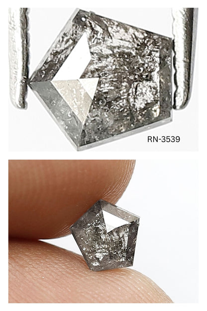 5.5 MM Loose Natural 0.63 CT Grey Black Color Unique Geometric Shape Diamond Salt and Pepper Diamond Custom Wedding Jewelry