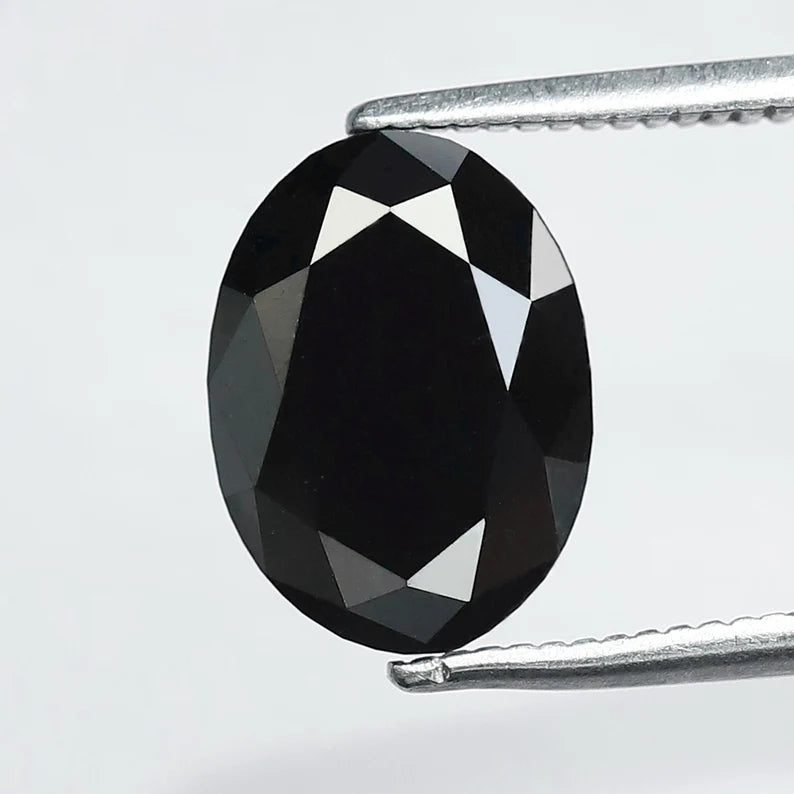 3.57 CT Oval cut Loose Diamond, 10.5 mm Natural Treated Black Conflict Free Diamond For Engagement Ring