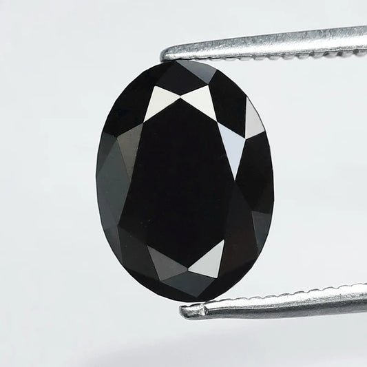 3.57 CT Oval cut Loose Diamond, 10.5 mm Natural Treated Black Conflict Free Diamond For Engagement Ring