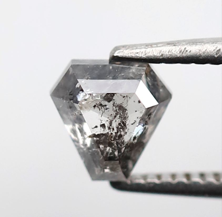 0.60 CT Geometric cut Loose Diamond, Conflict Free Natural Gray Black Salt and Pepper Diamond