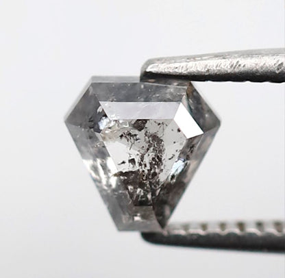 0.60 CT Geometric cut Loose Diamond, Conflict Free Natural Gray Black Salt and Pepper Diamond