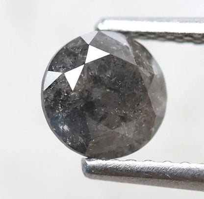 Round Brilliant Cut 0.83 Ct Salt and Pepper Diamond, Natural Gray Black Earth Mined Diamond, 5.7 mm Loose Stone for Jewelry