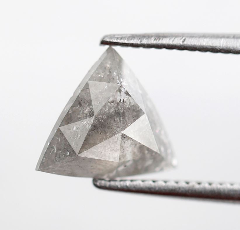 1.31 Ct Triangle Cut Salt and Pepper Diamond, Natural Gray Black Loose Diamond, Earth Mined Stone for Ring or Pendant