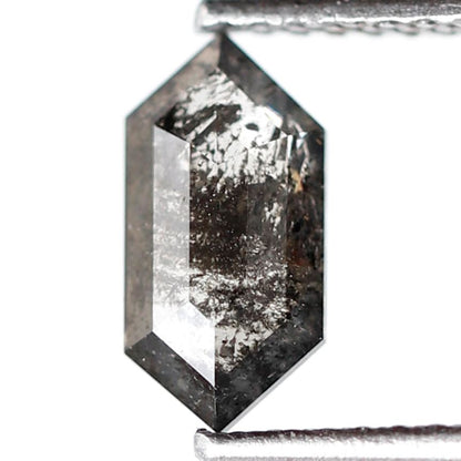 0.75 CT Natural Hexagon Shape Salt and Pepper Diamond, 9.00 mm Loose Blackish Gray Earth Mined Diamond