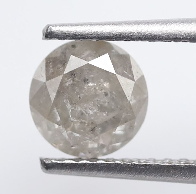1.08 CT, 5.9 x 5.9 MM Round Brilliant cut Conflict Free Gray Black Salt and Pepper Diamond For Engagement Ring
