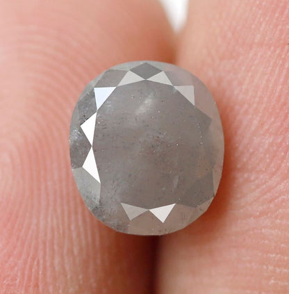2.25 Ct Natural Oval Diamond, Grayish Salt and Pepper Loose Diamond, 8.00 mm Ethical Engagement Ring Stone