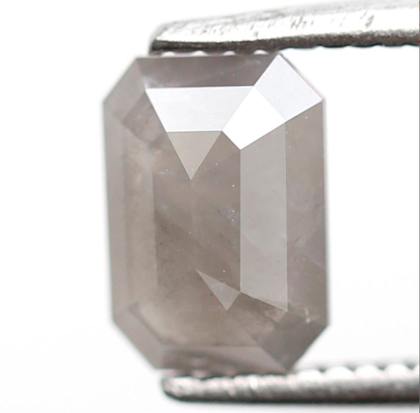 0.78 CT Natural Emerald cut Salt and Pepper Diamond, 6.90 x 4.90 mm Loose Grayish Earth Mined Diamond