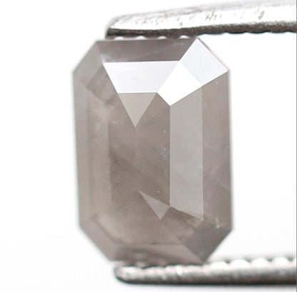0.78 CT Natural Emerald cut Salt and Pepper Diamond, 6.90 x 4.90 mm Loose Grayish Earth Mined Diamond