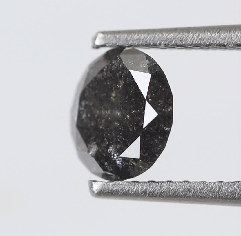 0.92 Ct Round Brilliant Salt and Pepper Diamond, Natural Blackish Gray Loose Wedding Ring Stone