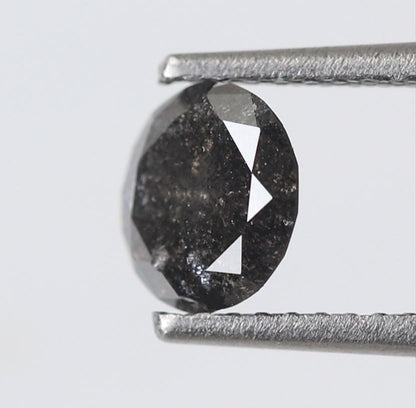 0.92 Ct Round Brilliant Salt and Pepper Diamond, Natural Blackish Gray Loose Wedding Ring Stone