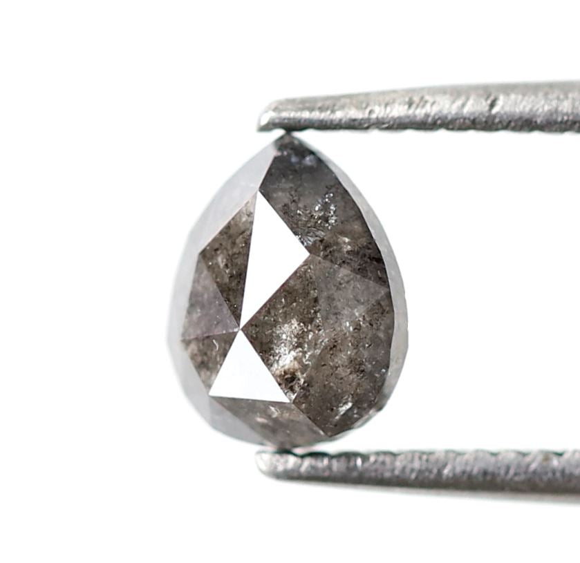 0.70 CT Blackish Gray Pear Shape Diamond, Natural 6.20 mm Conflict Free Salt and Pepper Diamond For Making Wedding Band