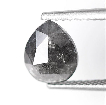 0.83 Ct Pear Shape Salt and Pepper Diamond, Blackish Gray Natural Loose Diamond, Conflict Free Engagement Ring Stone