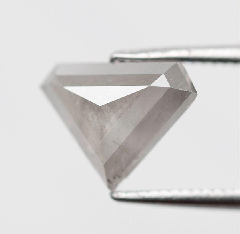 Geometric Cut 1.88 Ct Salt and Pepper Diamond, Natural Grayish Diamond, Loose Stone for Custom Wedding Band