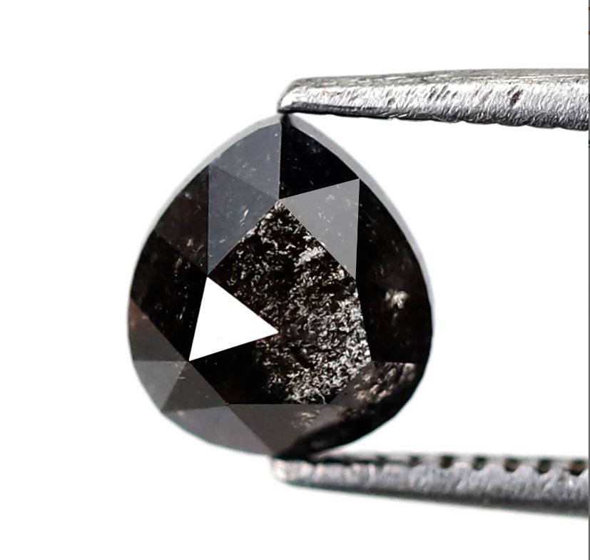 Pear Shape 1.06 Ct Salt and Pepper Diamond, Natural Blackish Gray Diamond, Loose Stone for Ring Making