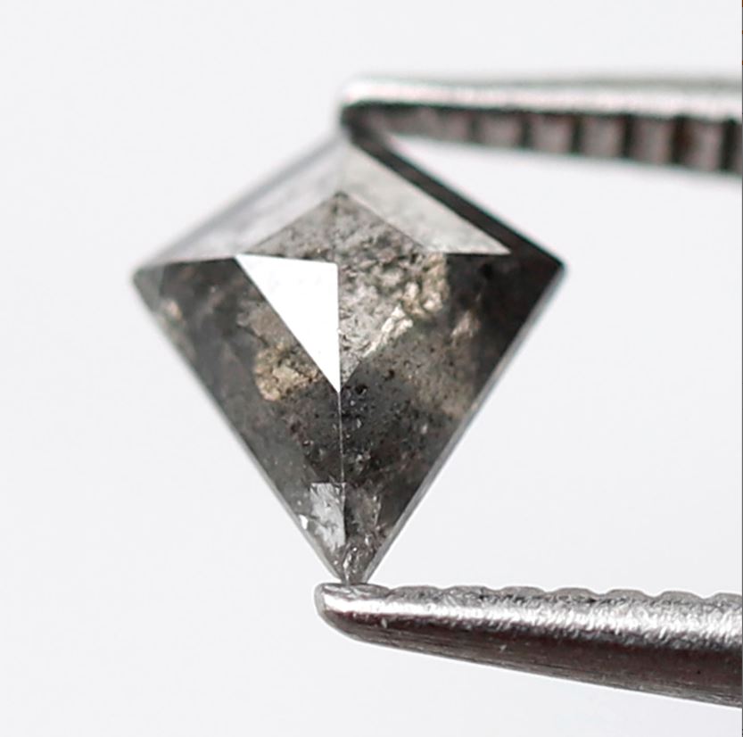 0.40 CT Kite Shape Loose Natural Diamond, 6.50 mm Gray Black Salt and Pepper Earth Mined Diamond For Anniversary Ring