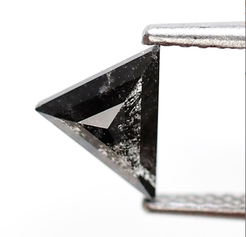 0.53 Ct Natural Triangle Diamond, Blackish Gray Salt and Pepper Loose Diamond, Earth Mined Gem for Jewelry