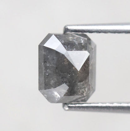 1.84 Ct Emerald Shape Natural Gray Black Salt & Pepper Diamond | 7 mm Loose Diamond