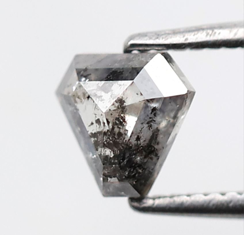 0.60 CT Geometric cut Loose Diamond, Conflict Free Natural Gray Black Salt and Pepper Diamond