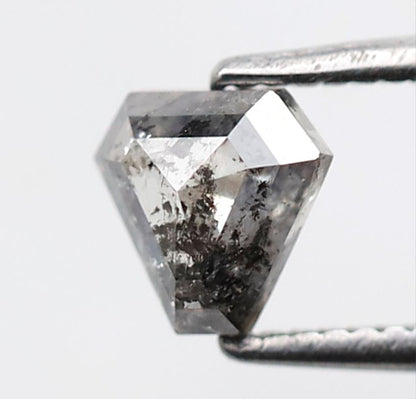 0.60 CT Geometric cut Loose Diamond, Conflict Free Natural Gray Black Salt and Pepper Diamond