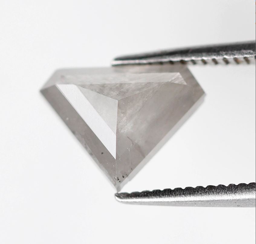 Geometric Cut 1.88 Ct Salt and Pepper Diamond, Natural Grayish Diamond, Loose Stone for Custom Wedding Band