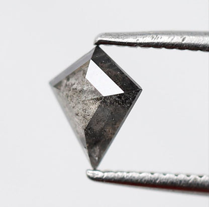 0.40 CT Kite Shape Loose Natural Diamond, 6.50 mm Gray Black Salt and Pepper Earth Mined Diamond For Anniversary Ring