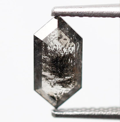 0.75 CT Natural Hexagon Shape Salt and Pepper Diamond, 9.00 mm Loose Blackish Gray Earth Mined Diamond