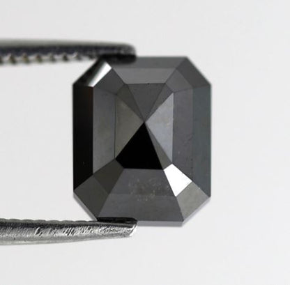 Emerald Cut 2.78 Ct Natural Treated Black Loose Diamond For Engagement Ring