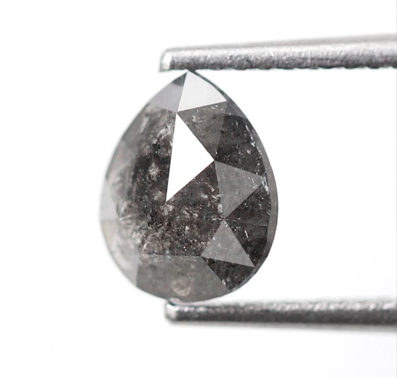 0.83 Ct Pear Shape Salt and Pepper Diamond, Blackish Gray Natural Loose Diamond, Conflict Free Engagement Ring Stone