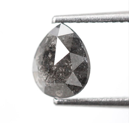0.83 Ct Pear Shape Salt and Pepper Diamond, Blackish Gray Natural Loose Diamond, Conflict Free Engagement Ring Stone