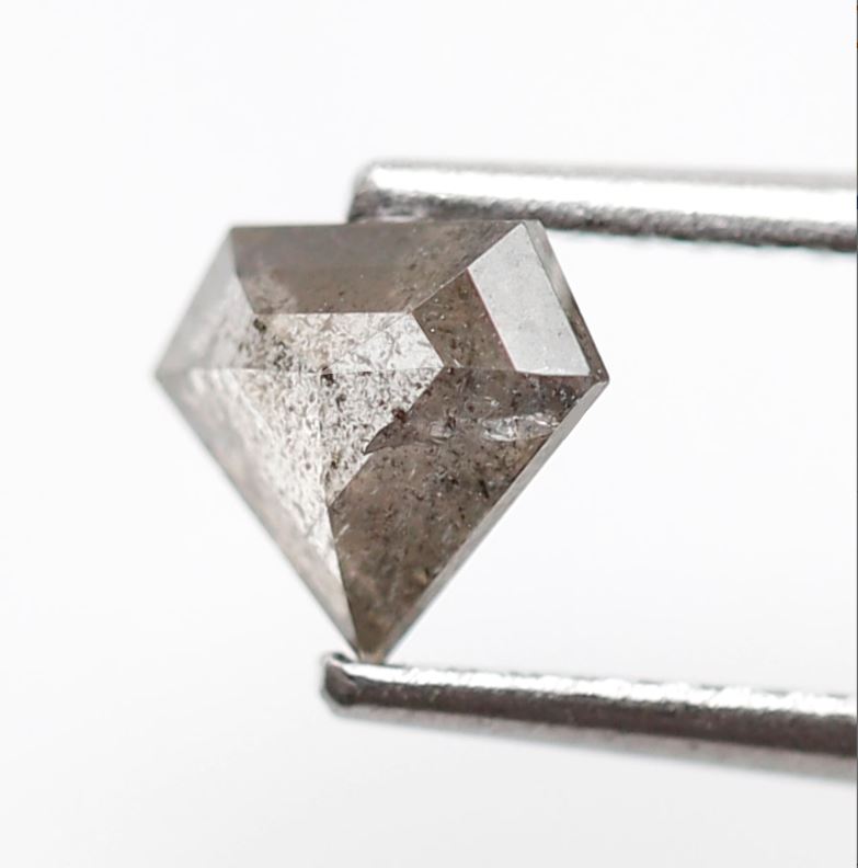 Pentagon Shape 0.55 Ct Salt & Pepper Diamond, Gray Black Natural Diamond, Ethical Loose Stone for Wedding Band