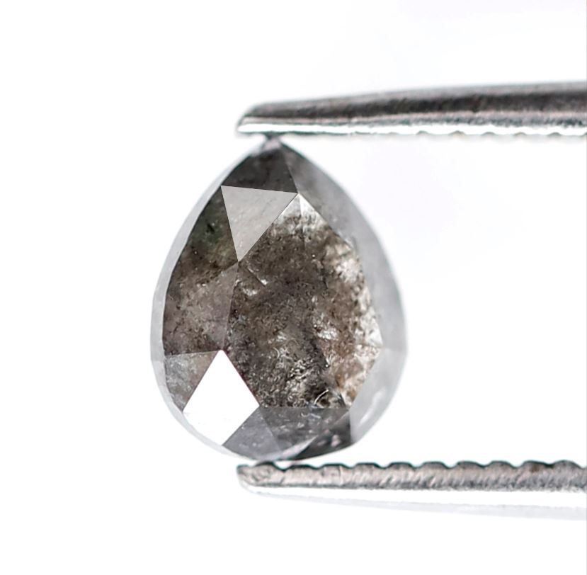 0.70 CT Blackish Gray Pear Shape Diamond, Natural 6.20 mm Conflict Free Salt and Pepper Diamond For Making Wedding Band