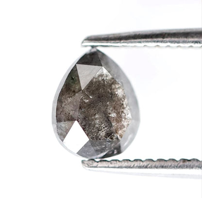 0.70 CT Blackish Gray Pear Shape Diamond, Natural 6.20 mm Conflict Free Salt and Pepper Diamond For Making Wedding Band