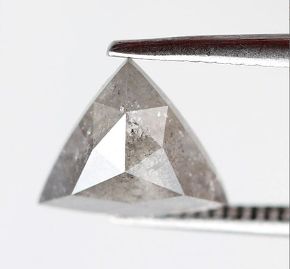 1.31 Ct Triangle Cut Salt and Pepper Diamond, Natural Gray Black Loose Diamond, Earth Mined Stone for Ring or Pendant