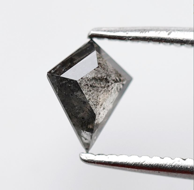 0.40 CT Kite Shape Loose Natural Diamond, 6.50 mm Gray Black Salt and Pepper Earth Mined Diamond For Anniversary Ring