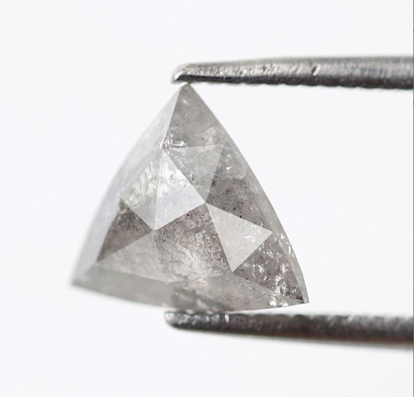 1.31 Ct Triangle Cut Salt and Pepper Diamond, Natural Gray Black Loose Diamond, Earth Mined Stone for Ring or Pendant