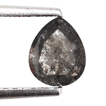 0.70 CT Blackish Gray Pear Shape Diamond, Natural 6.20 mm Conflict Free Salt and Pepper Diamond For Making Wedding Band
