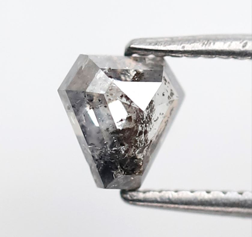 0.60 CT Geometric cut Loose Diamond, Conflict Free Natural Gray Black Salt and Pepper Diamond