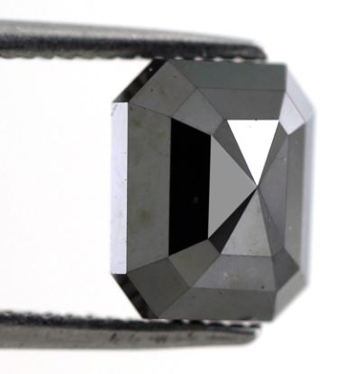 Emerald Cut 2.78 Ct Natural Treated Black Loose Diamond For Engagement Ring